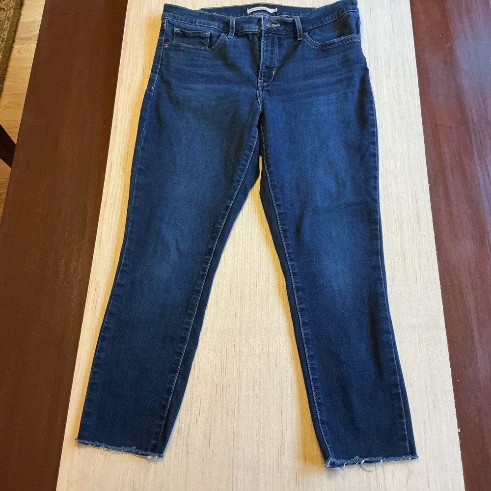 Levis 311 Shaping Skinny Jeans Womens 31 Dark Wash Raw Hem Denim Blue 19632-0122